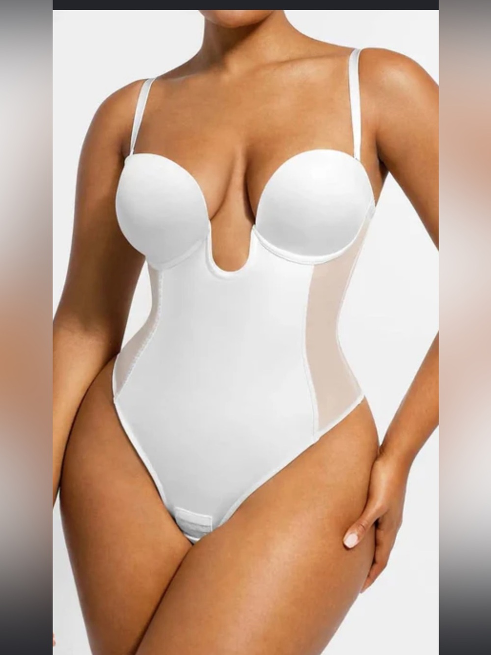 Seamless White U-Plunge Shaping Bodysuit